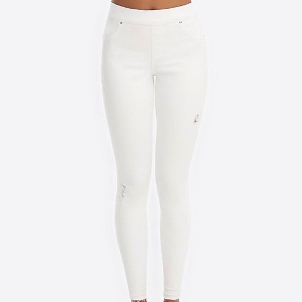 SPANX Women's White Distressed Ankle Skinny Jeans size M